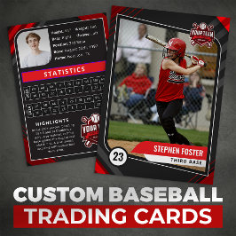 Röd & Svart Pro Baseball Trading Card