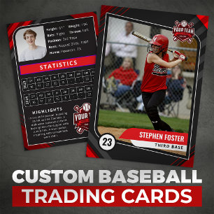 Röd & Svart Pro Baseball Trading Card