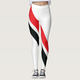 Röd/svart Rand på vita ben 1 Leggings