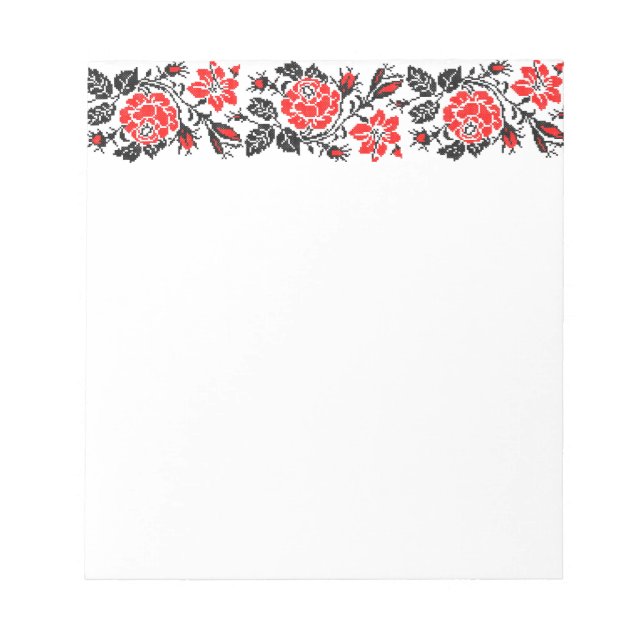 Röd&svart Ro kor-stygn ryska Mönster Anteckningsblock (Framsida)