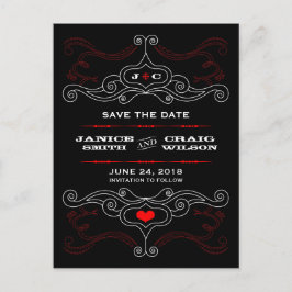 Röd & Svart Rock 'n' Roll Musik Tematisk Bröllop Meddelande Vykort