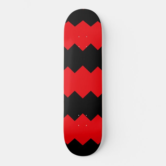Röd & Svart Sicksackrandigt Skateboard (Framsida)