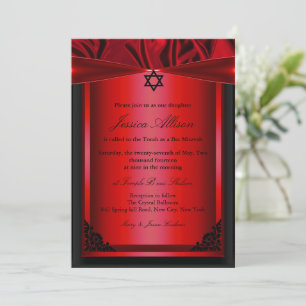 Röd & Svart Siden bat mitzvah-inbjudan Inbjudningar
