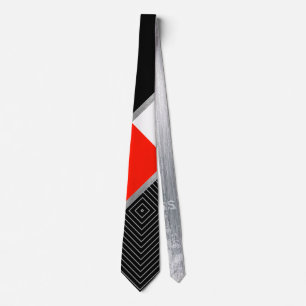 Röd, svart, silver rand Neck Tie Slips