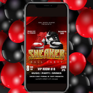 Röd Svart Sko Bal Fest Flyer Inbjudan