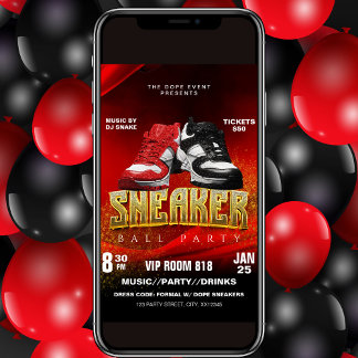 Röd Svart Sko Bal Fest Flyer Inbjudan