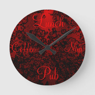 Röd svart stilfull blom- vibrerande elegant för rund klocka