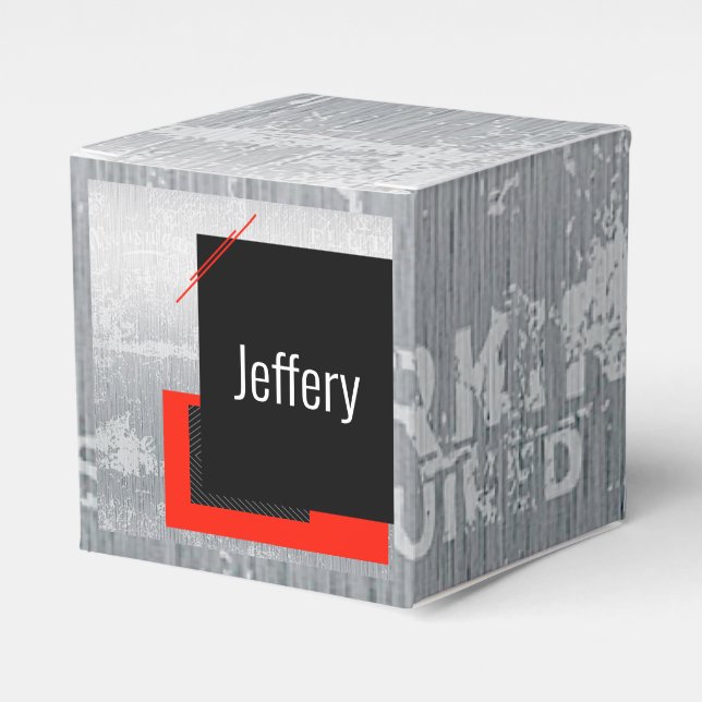 Röd, svart, svart och vit streck-utskrift presentaskar (Framsidan Sidan)