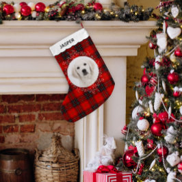 Röd svart Tartan-rutig vinterkrans Husdjur Hund Fo Liten Julstrumpa
