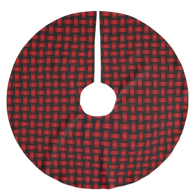 Röd Svart Vävmönster Julgransmatta Borstad Polyester (Framsidan)