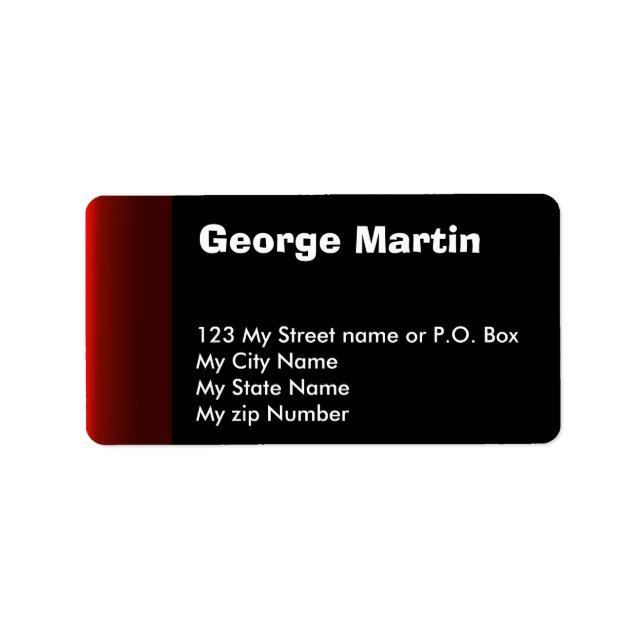 Röd Svart vintage Adressetikett (Framsidan)