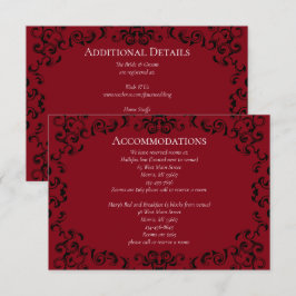 Röd Svart Virvel Gotisk Bröllop Tilläggskort