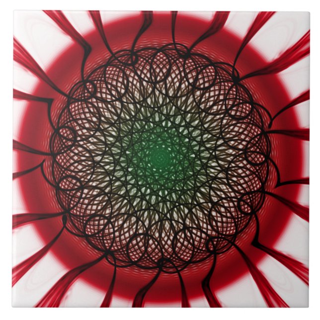 Röd svart visionär mönster kakelplatta (Framsidan)