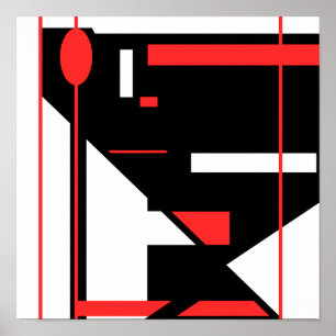 Röd svart, vit geometrisk MCM-liknande design Poster