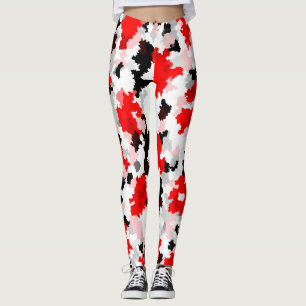 Röd svart vit kamera Abstract Design Leggings