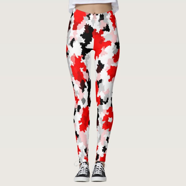 Röd svart vit kamera Abstract Design Leggings (Framsida)