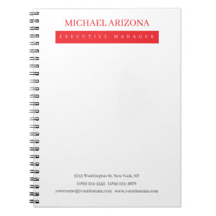 Röd Svart & Vit Minimalistisk Enkel Modern Anteckningsbok