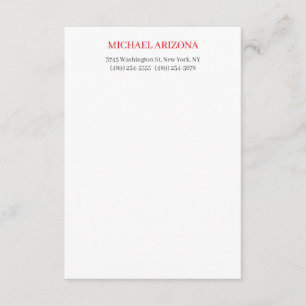 Röd Svart & Vit Minimalistisk Enkel Modern Tilläggskort