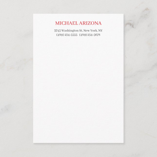Röd Svart & Vit Minimalistisk Enkel Modern Tilläggskort (Framsida)