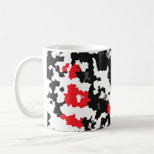 Röd Svart Vit Oregelbunden Abstrakt Design Kaffemugg