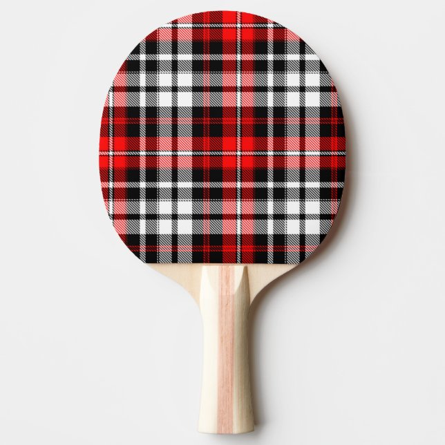 Röd Svart Vit Plaid Rutmönster Design  Pingisracket (Framsidan)