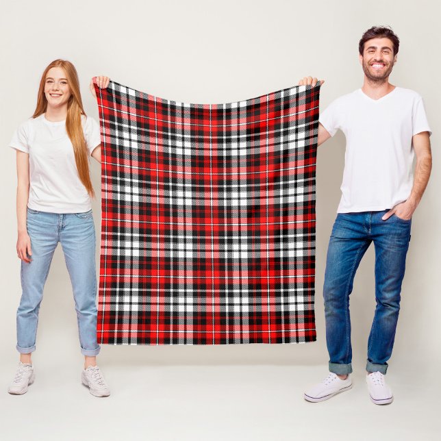Röd svart vit rutig Tartan mönsterdesign  Fleecefilt (Skapare uppladdad)