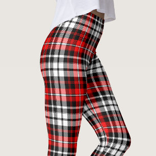 Röd svart vit rutig Tartan mönsterdesign  Leggings