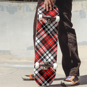 Röd svart vit rutig Tartan mönsterdesign Mini Skateboard Bräda 18,5 Cm
