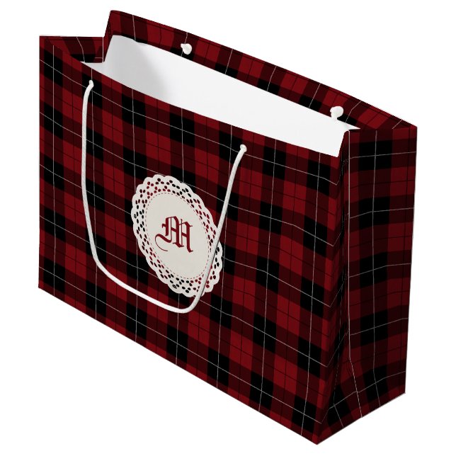 Röd svart vitpläd (Framsidan Vinklad)