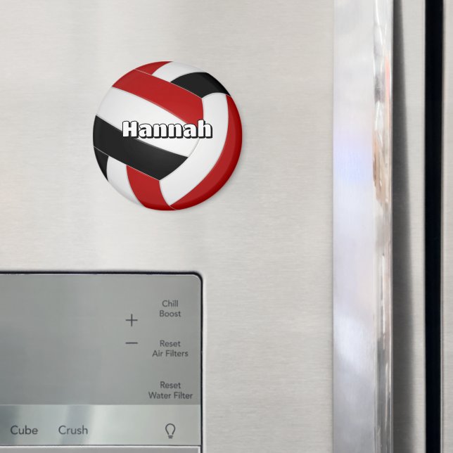 röd svart volleyboll barns födelsedag party magnet (In Situ (Fridge))