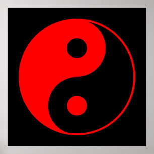 Röd & svart Yin Yang symbolaffisch Poster