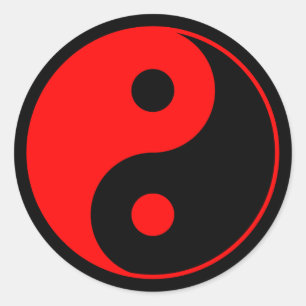 Röd & svart Yin Yang symbolklistermärke Runt Klistermärke