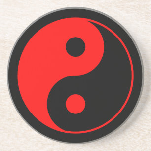 Röd & svart Yin Yang symbolkustfartyg Underlägg Sandsten