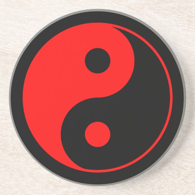 Röd & svart Yin Yang symbolkustfartyg Underlägg Sandsten (Framsidan)