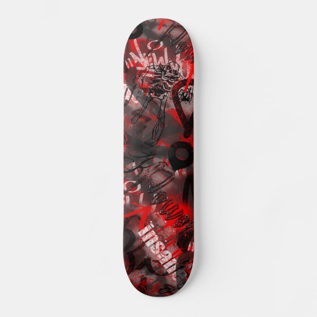 (Röd/svarten) grafittiSkateboard, Old School Skateboard Bräda 21,6 Cm (Framsida)