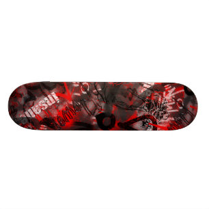 (Röd/svarten) grafittiSkateboard, Old School Skateboard Bräda 21,6 Cm