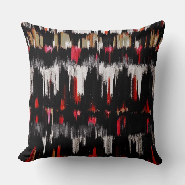 Röd svartgråttabstrakt som målar #3 kudde (Framsida)