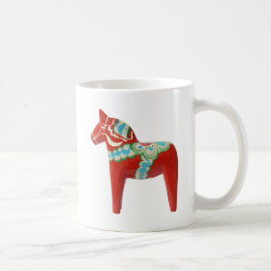Röd svensk Dala häst Kaffemugg