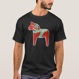 Röd svensk Dala häst T-shirt