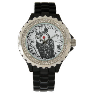 Röd synad ugglaklocka armbandsur