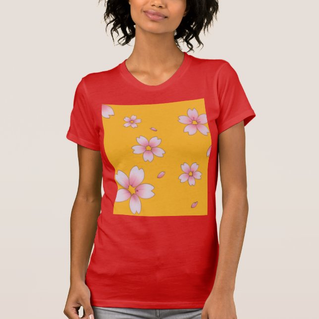 Röd t-shirt med blommor (Framsida)