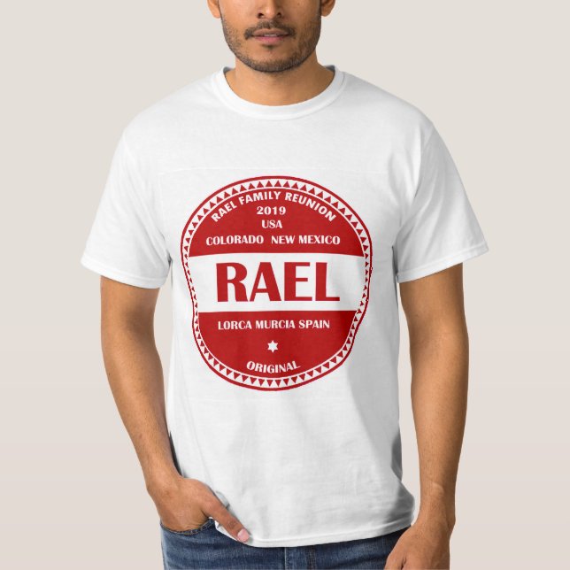 Röd t-skjorta 2019 för Rael familjmöte T Shirt (Framsida)