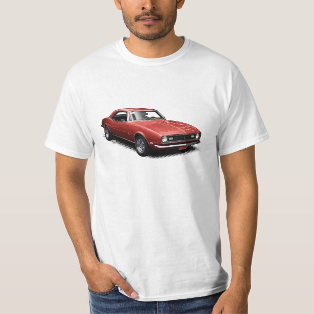 Röd T-tröja för 68 Camaro Tee Shirt (Framsida)