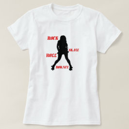 Röd T-tröja för dun för rulle för damstenskridsko T Shirt