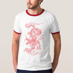 Röd T-tröja för kinesisk drake T-shirt