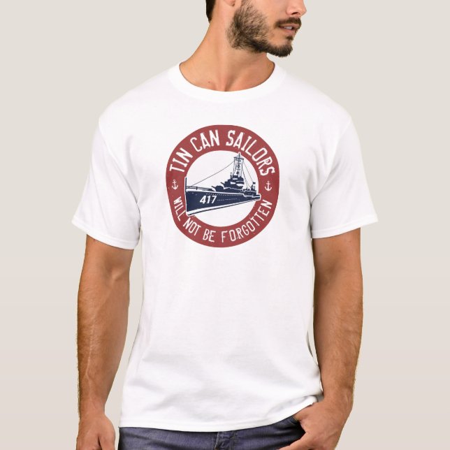 Röd T-tröja för TinCan -, vit och blått Tee Shirt (Framsida)