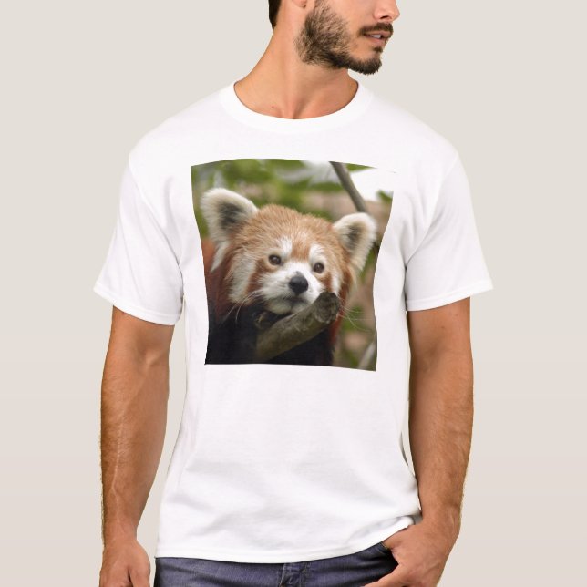 Röd T-tröja Panda-014 Tröja (Framsida)