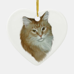 Röd TabbyMaine Coon Julgransprydnad Keramik