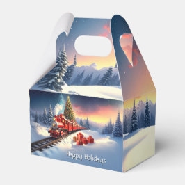 Röd tåg julgran semester presentlåda