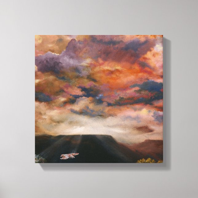 Röd-tailad Hawk över maskomslagna arbetsyteutskrif Canvastryck (Framsida)